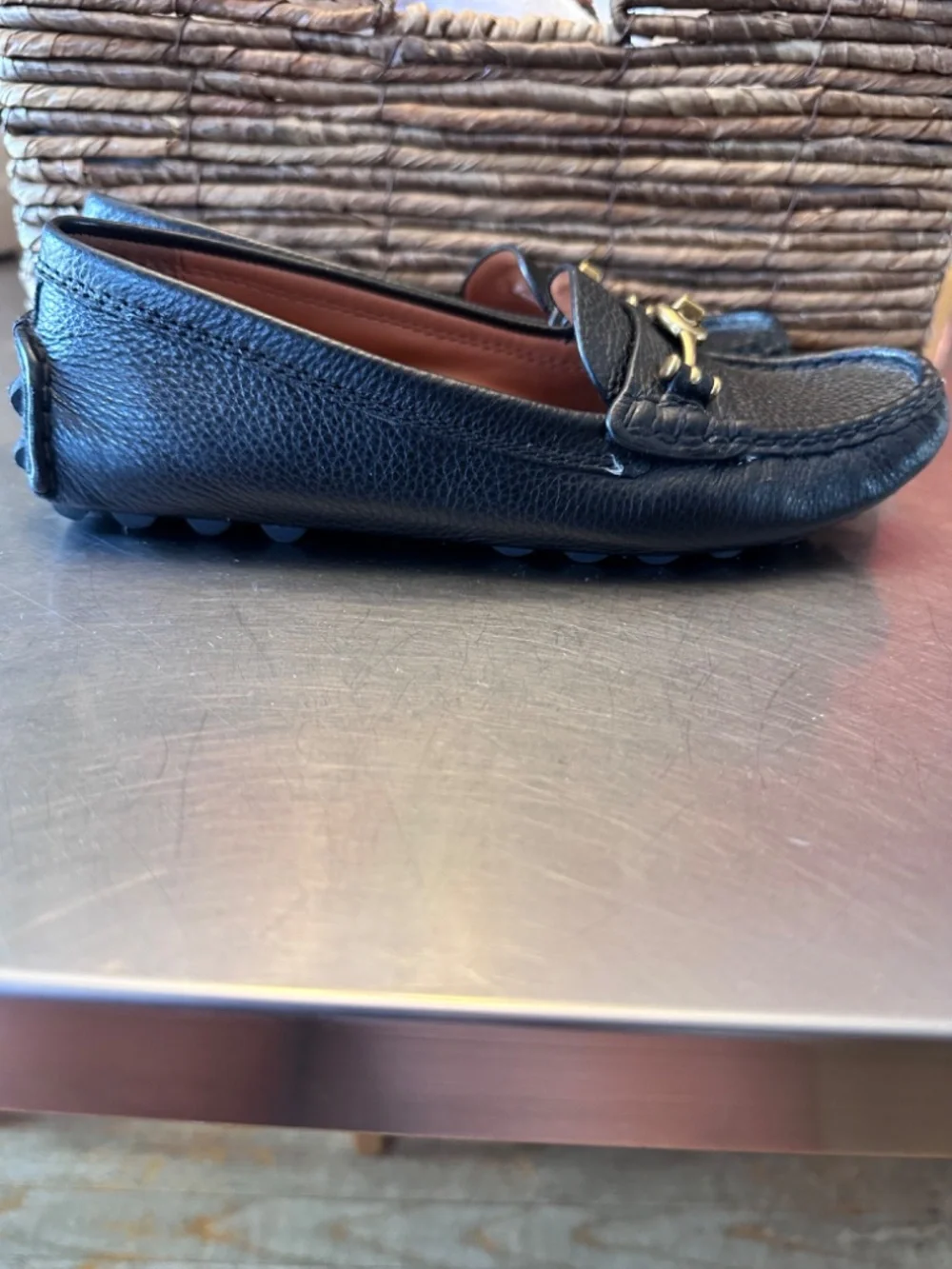 Coach Women's Crosby Moc-toe Driver Flats Color: Black Size 7.5